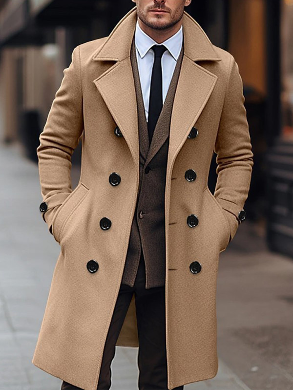 Men's Double-Breasted Lapel  Formal & informal Winter Coat Jacket Outerwear