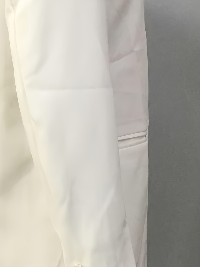 Men'S Elegant Solid White Stand Collar Button-Up Long Sleeve Jacket