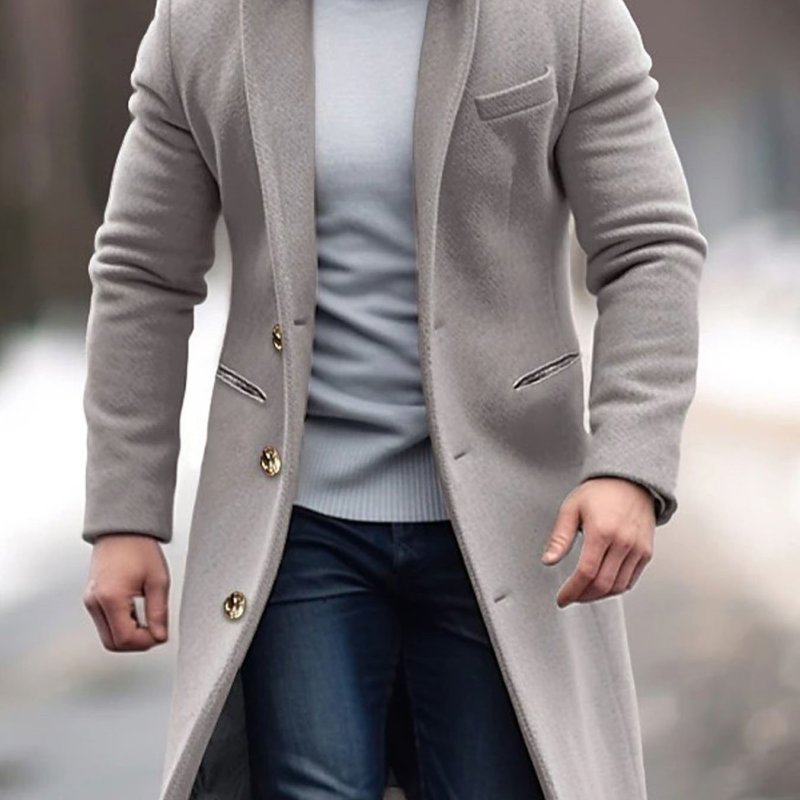 Men's Cotton Blend PU-Coated Windbreaker Casual Regular Fit Solid Color Outerwear