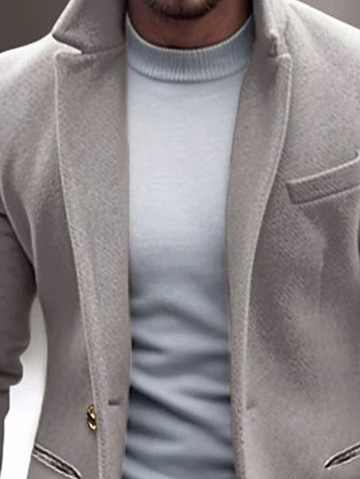 Men's Cotton Blend PU-Coated Windbreaker Casual Regular Fit Solid Color Outerwear