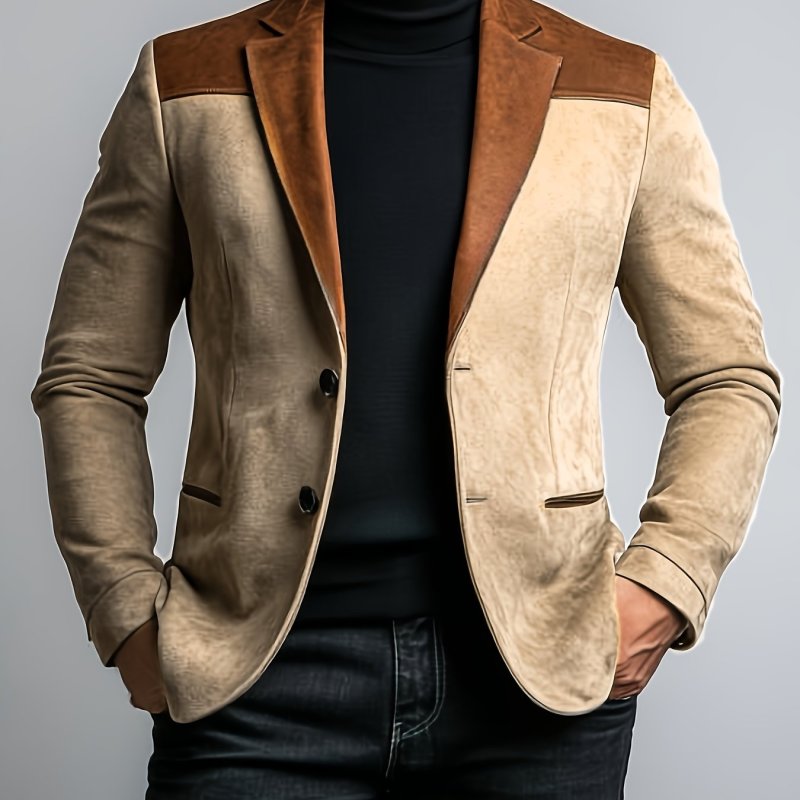 Men's Casual Contrast Color-Block Design Suit Jacket