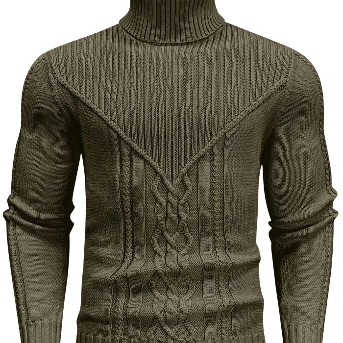 Men's Vintage Twisted Turtleneck Knit Pullover - Mature Casual, Soft & Breathable