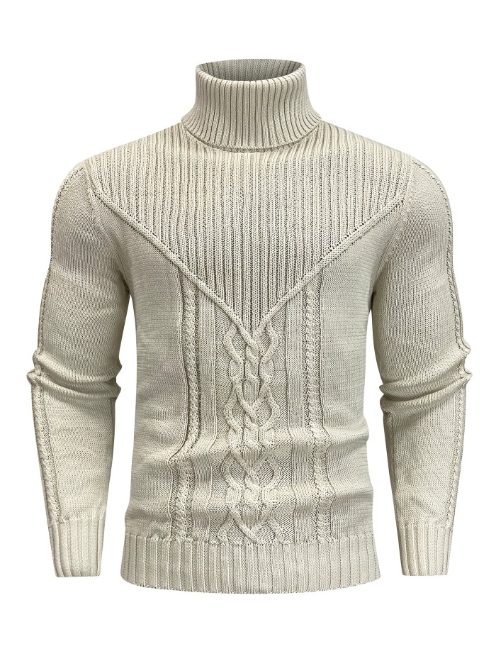 Men's Vintage Twisted Turtleneck Knit Pullover - Mature Casual, Soft & Breathable
