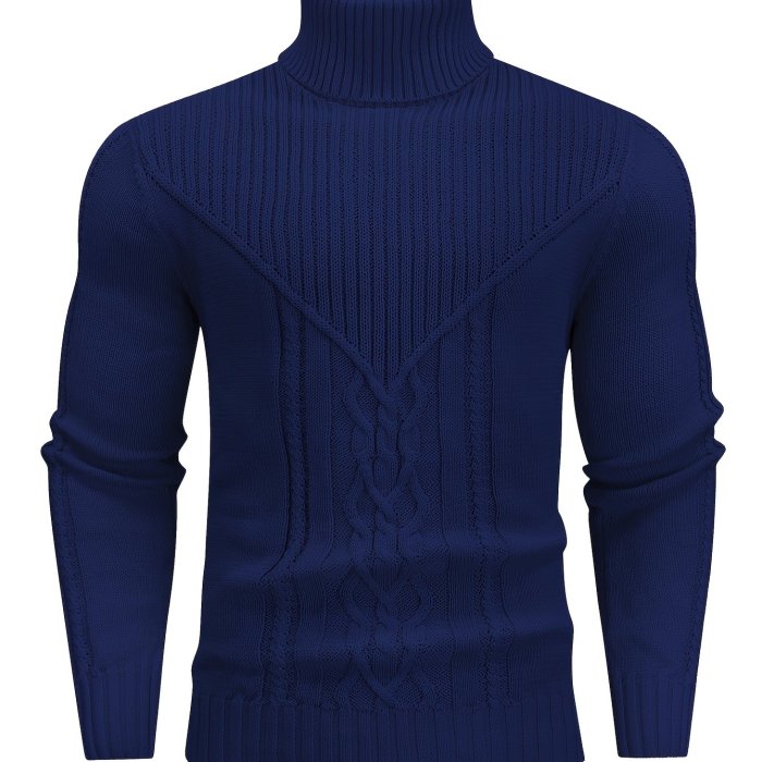 Men's Vintage Twisted Turtleneck Knit Pullover - Mature Casual, Soft & Breathable