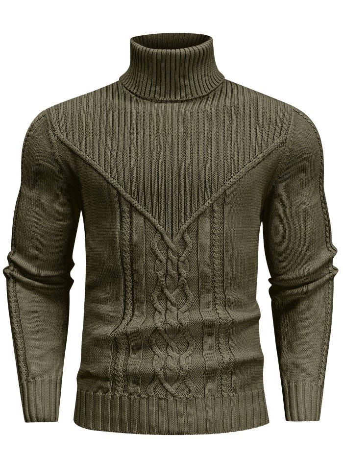 Men's Vintage Twisted Turtleneck Knit Pullover - Mature Casual, Soft & Breathable