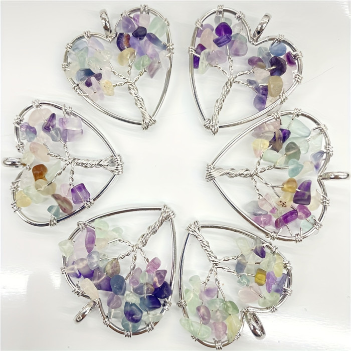 10-Pack Natural Agate Life Tree Pendants with Unique Bohemian Style