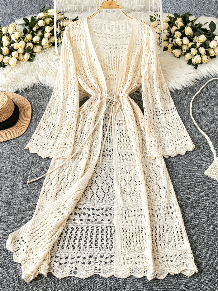 Women's Open Front Semi-Sheer Cover-Up Lightweight Lace- Cardigan