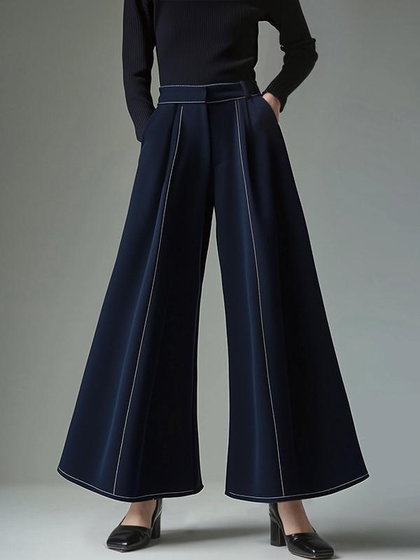 Split-Joint Wide Leg High Waisted Trousers Pants