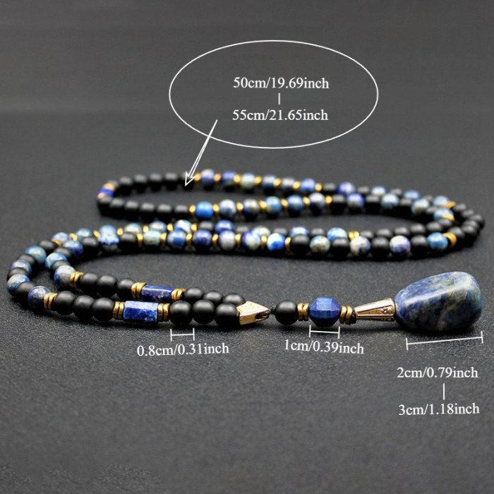Trendy Lapis Lazuli Necklace Super Cool Men's Lapis Lazuli Pendant Necklace | Fashion Trend Natural Stone Neck Jewelry