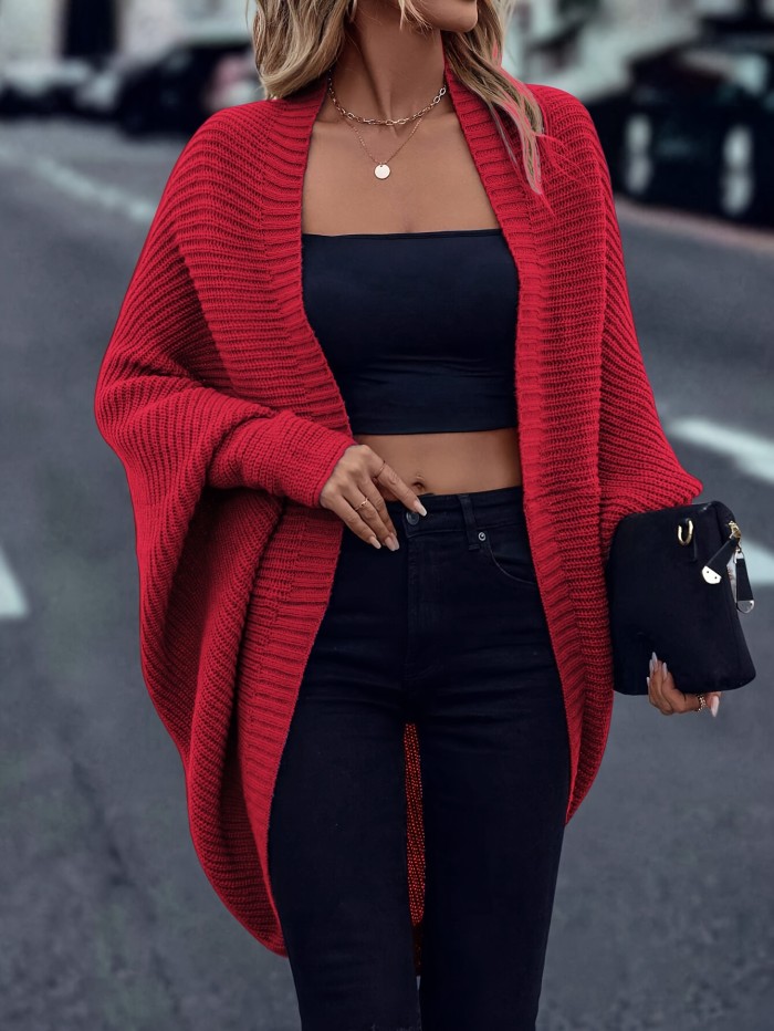Women'S Solid Color Cardigan for Autumn And Winter Cherry Bean