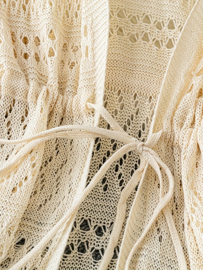 Women's Open Front Semi-Sheer Cover-Up Lightweight Lace- Cardigan