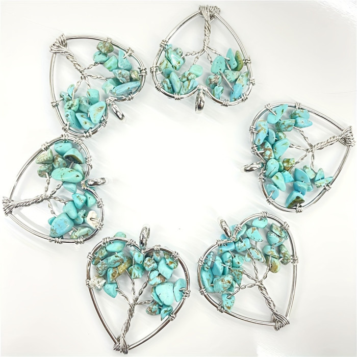 10-Pack Natural Agate Life Tree Pendants with Unique Bohemian Style
