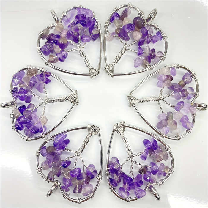 10-Pack Natural Agate Life Tree Pendants with Unique Bohemian Style