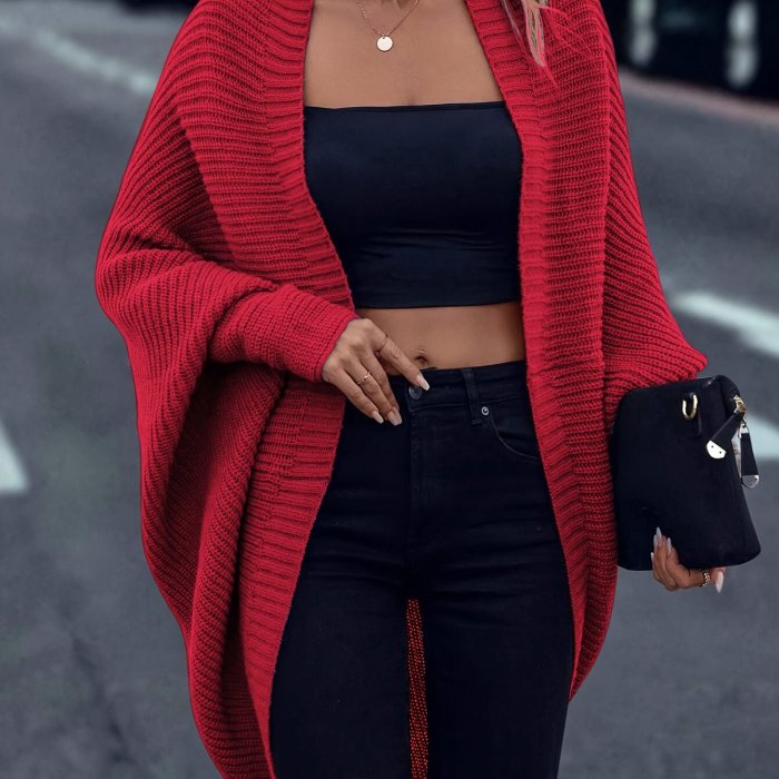 Women'S Solid Color Cardigan for Autumn And Winter Cherry Bean