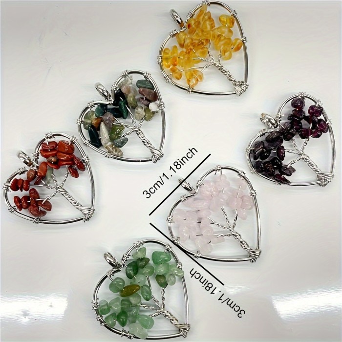 10-Pack Natural Agate Life Tree Pendants with Unique Bohemian Style