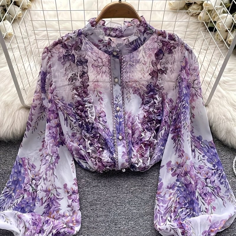 Angélica® | Long-Sleeved Floral Blouse For Women