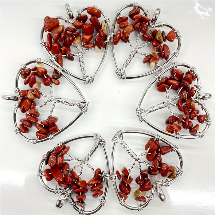 10-Pack Natural Agate Life Tree Pendants with Unique Bohemian Style