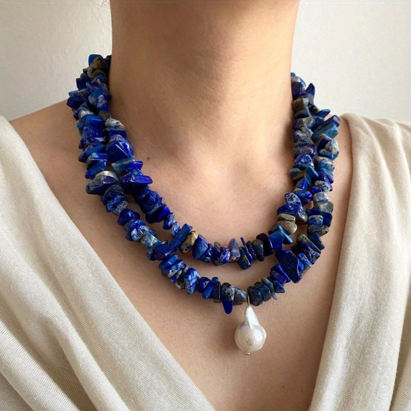 Lapis Lazuli & Freshwater Pearl Necklace for Women