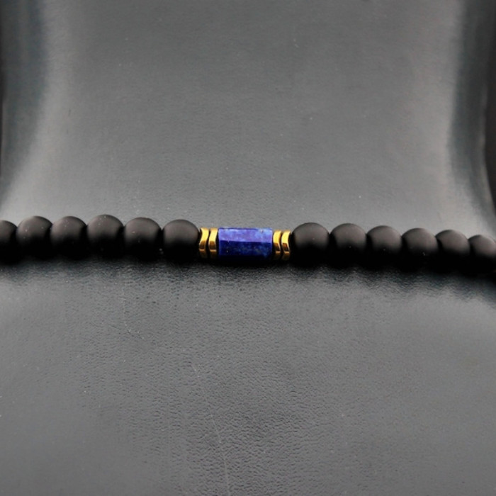 Trendy Lapis Lazuli Necklace Super Cool Men's Lapis Lazuli Pendant Necklace | Fashion Trend Natural Stone Neck Jewelry