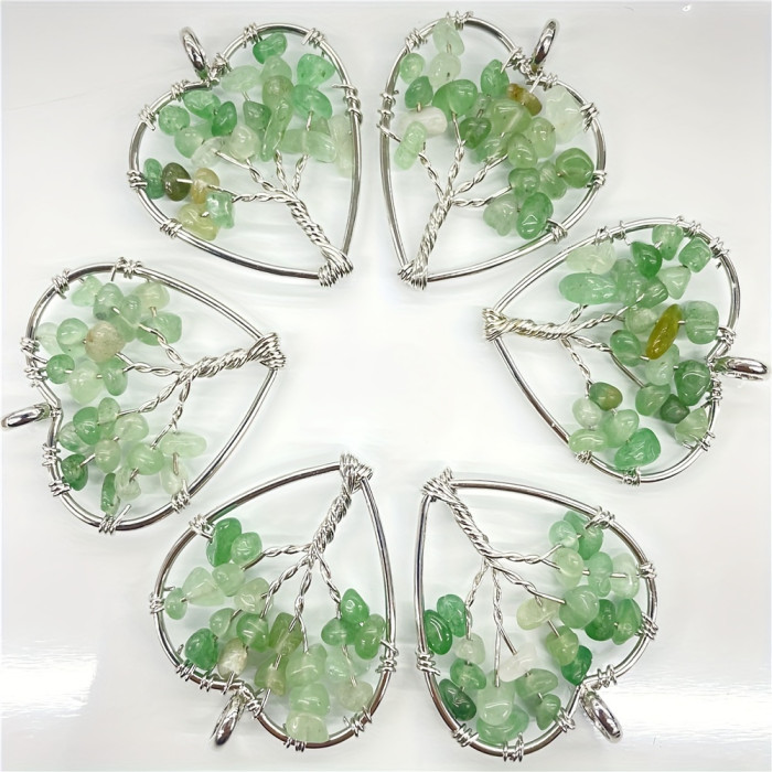 10-Pack Natural Agate Life Tree Pendants with Unique Bohemian Style