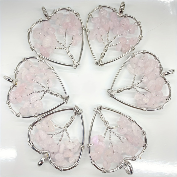 10-Pack Natural Agate Life Tree Pendants with Unique Bohemian Style