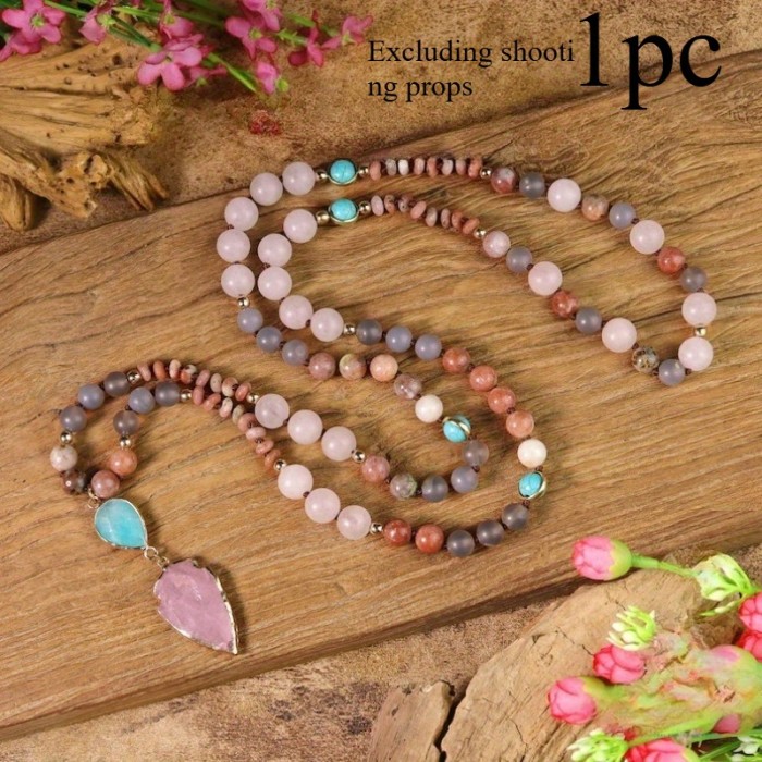 Women's Rose Quartz Natural Stone Necklace
