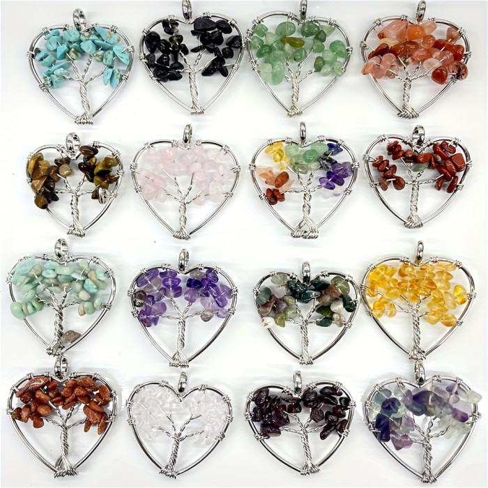 10-Pack Natural Agate Life Tree Pendants with Unique Bohemian Style