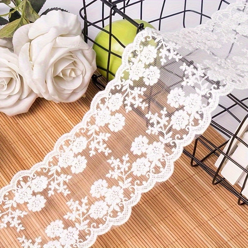 1 Roll\u002F2 Yards 11cm Wide Clothing Lace Trim Mesh Tulle Edging DIY Craft Material Edge Fabric Accessory White Lace