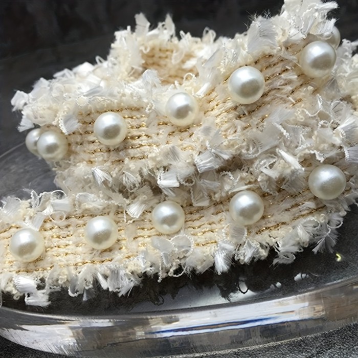Chic Black & White Pearl Beaded Lace Trim - 2 Yards x 3cm Wide, Handcrafted for DIY Fashion, Headwear, and Accessory Embellishments - For Crafters & DIY Enthusiasts - Perfect Gift for Sewing & Crafting Lovers
