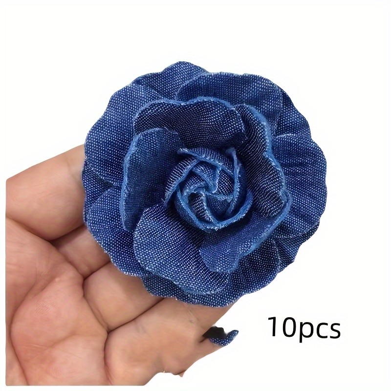 10pcs Large Handmade Denim Flowers - Versatile DIY Craft Accessories for Home Decor, Weddings & Engagements