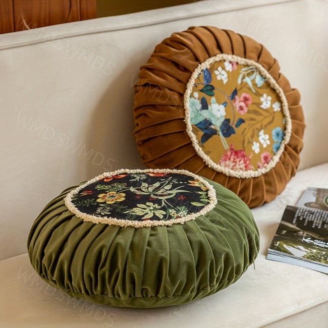 velvet headboard pillow 1pc - retro velvet - headboard pillow - premium cushion - with floral pattern - perfect decorative accent - for living room or bedroom sofa