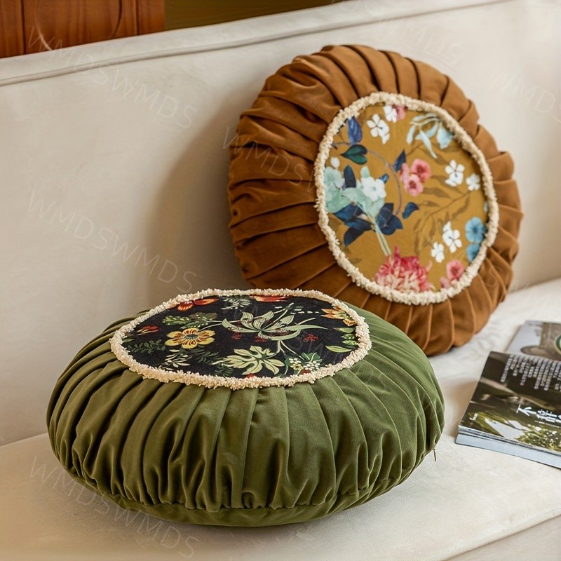 velvet headboard pillow 1pc - retro velvet - headboard pillow - premium cushion - with floral pattern - perfect decorative accent - for living room or bedroom sofa