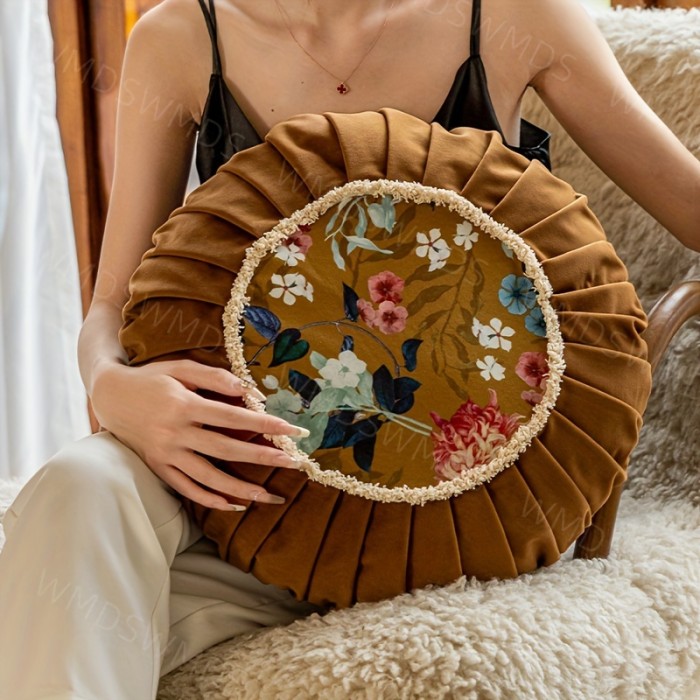 velvet headboard pillow 1pc - retro velvet - headboard pillow - premium cushion - with floral pattern - perfect decorative accent - for living room or bedroom sofa