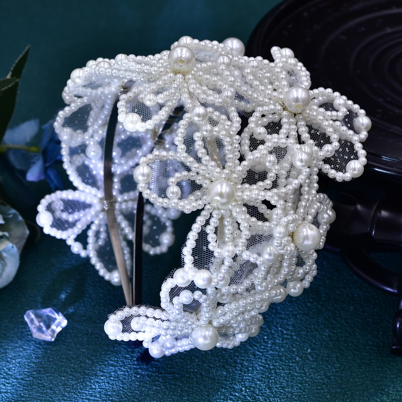 Elegant Bohemian Style Beaded Headband with Imitation Pearls - Wide Brim, Perfect for Weddings, Parties, and Formal Events, Festive Accessory|Elegant Headband|Polyresin Headband