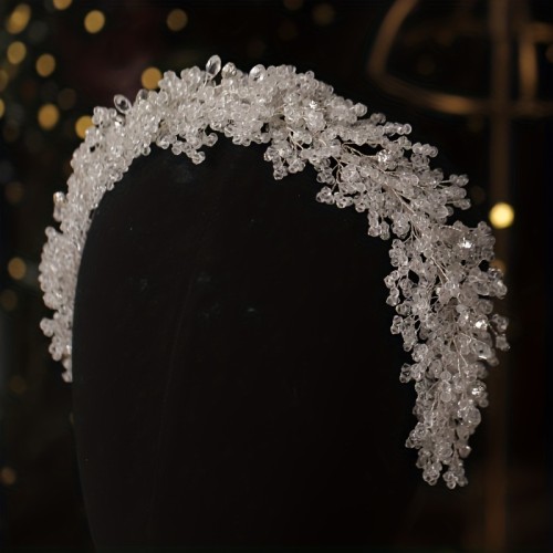 A Luxurious Jewelled Headband Set With Sparkling Crystals, Handcrafted For Women's Crown Wedding Hair Accessories