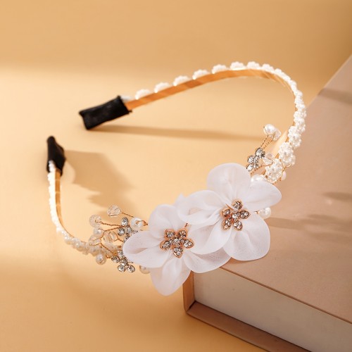 Popular Choice 1pc Elegant Faux Pearl Flower Decorative Head Band Vintage Non Slip Hair Hoop for Women And daily use Wear