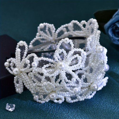 Elegant Bohemian Style Beaded Headband with Imitation Pearls - Wide Brim, Perfect for Weddings, Parties, and Formal Events, Festive Accessory|Elegant Headband|Polyresin Headband