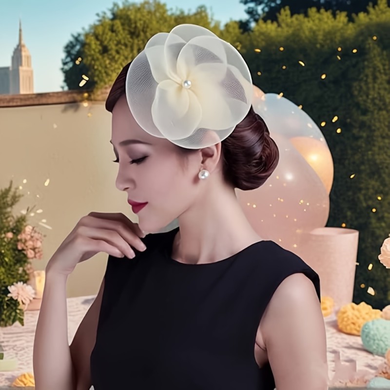 1pc Pearl Elastic Mesh Hairband, Makeup Ball Accessory, Bridal Hairstyle Clip, Suitable for Weddings, Beauty Parties, Dinners, Bachelorette Parties, Various Occasion Outfits