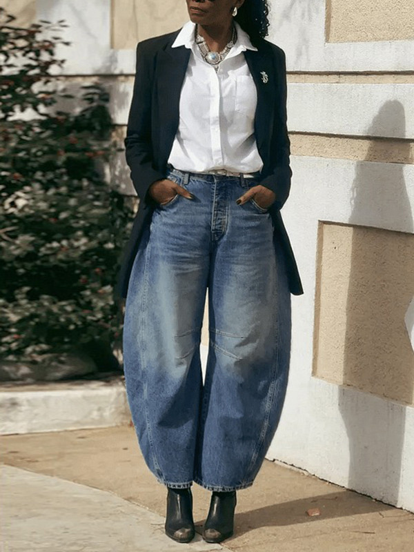 Split-Joint Pleated Harem Pants Jean Pants Bottoms