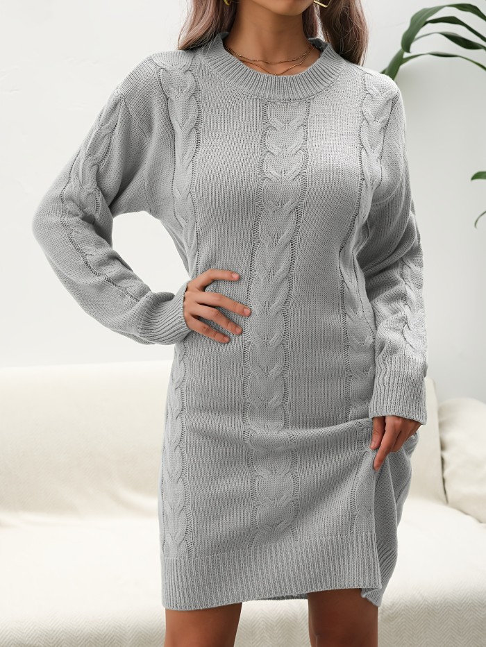 Women'S Chunky Cozy Long Sleeve Sweater Dress