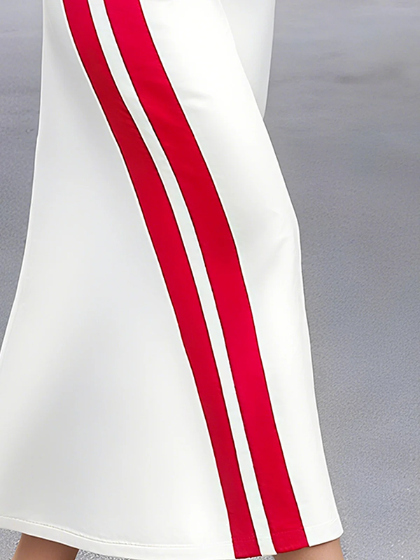 Striped Drawstring Loose Long Sleeves Hooded Maxi Dresses Hoodies&Sweatshirt