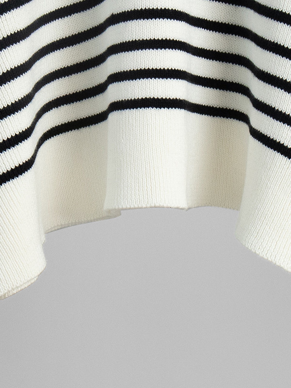 Striped Split-Joint Loose Long Sleeves V-neck Sweater Tops
