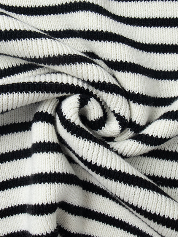 Striped Split-Joint Loose Long Sleeves V-neck Sweater Tops
