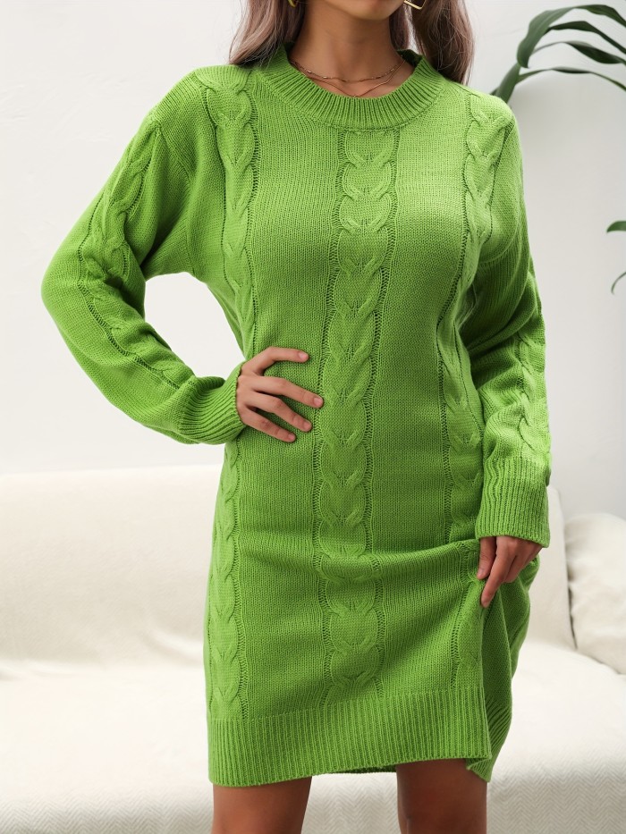 Women'S Chunky Cozy Long Sleeve Sweater Dress