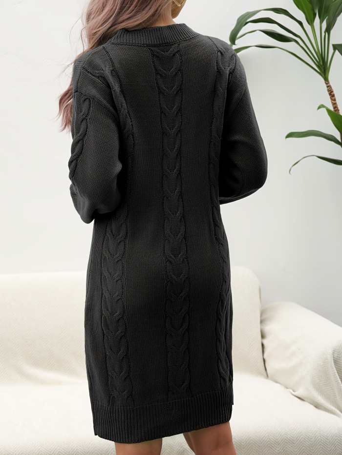 Women'S Chunky Cozy Long Sleeve Sweater Dress