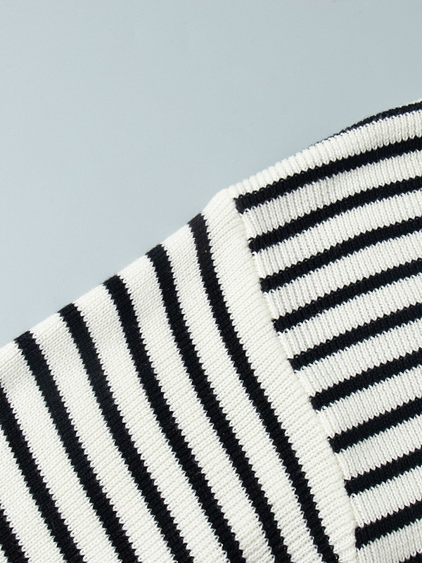 Striped Split-Joint Loose Long Sleeves V-neck Sweater Tops