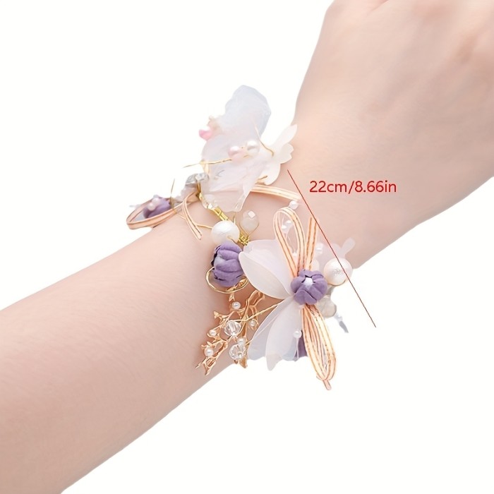 Handmade Flower Butterfly Wrist Wreath Bracelet Accessories