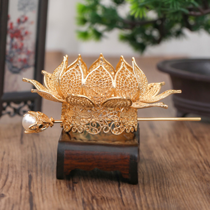 Women'S 3D Alloy for Lotus Flower Hair Crown