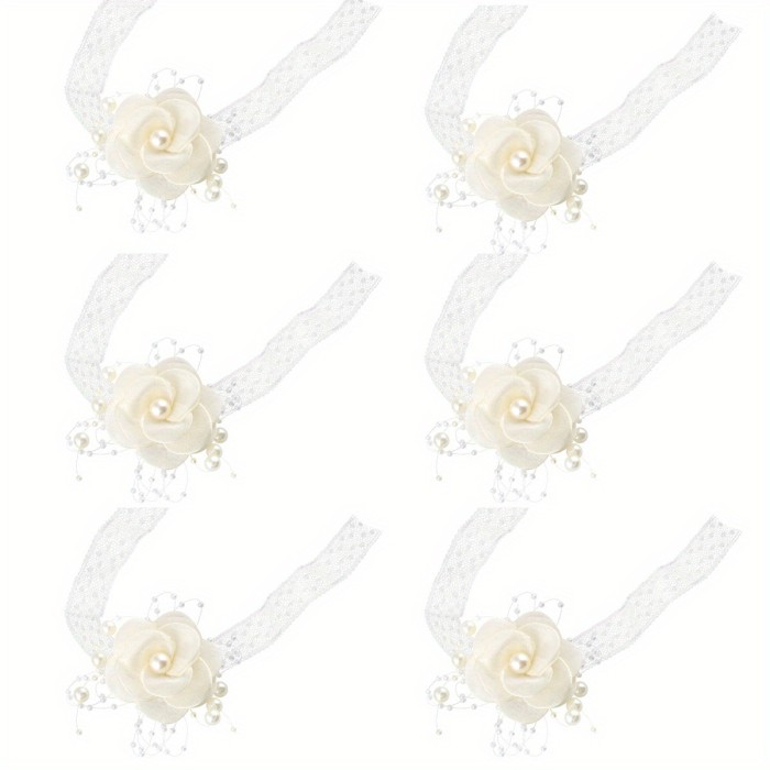 Elegant Romantic White Rose & Embellished Wrist Corsage