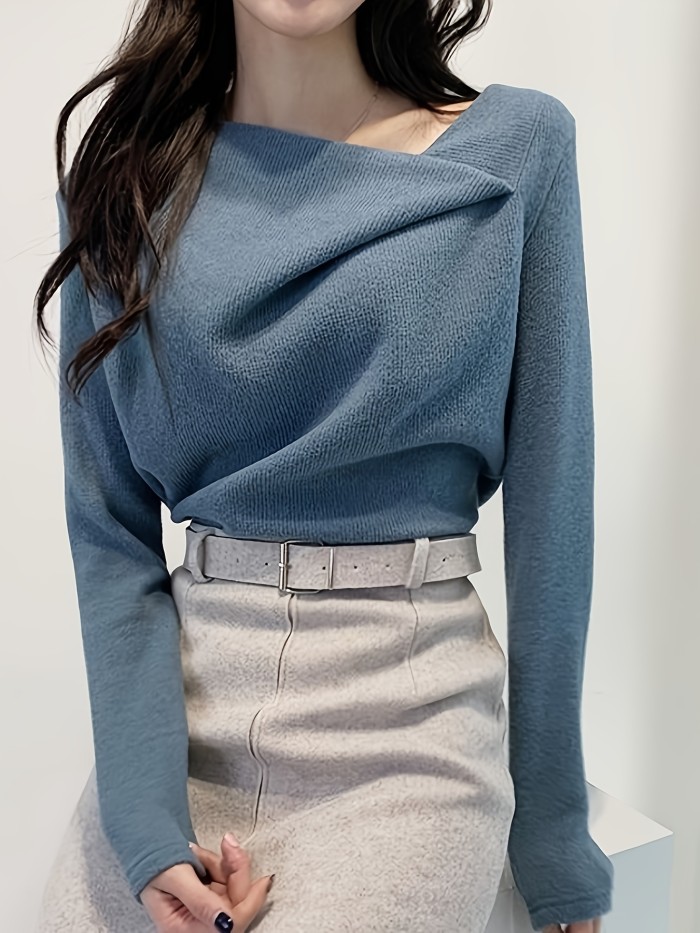 Women'S Elegant Asymmetrical Long Sleeve Top